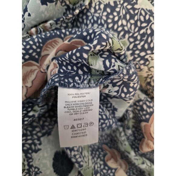 Loft Outlet Top Women's Size XL Blue Floral Bow Short Ruffle Sleeve Blouse Shirt - Picture 13 of 14